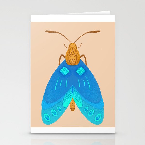 blue orange moth Stationery Cards