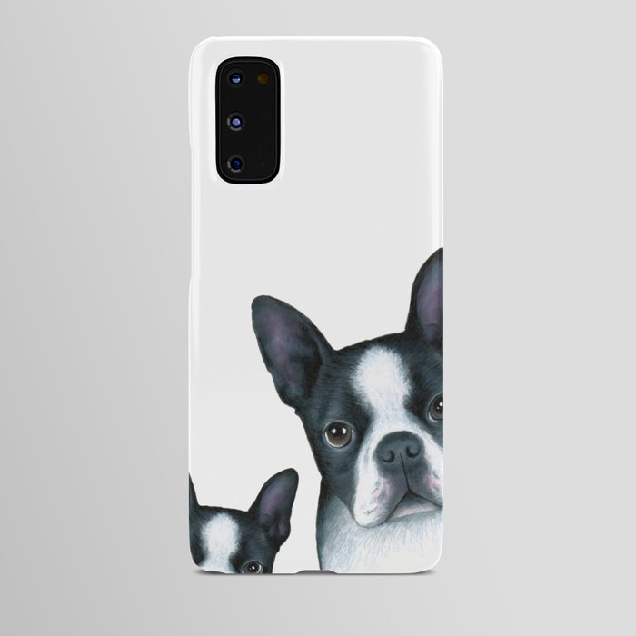 Dog 128 Boston Terrier Dogs black and white Android Case