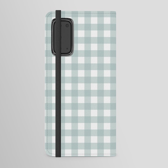Dark Green Pastel Farmhouse Style Gingham Check Android Wallet Case