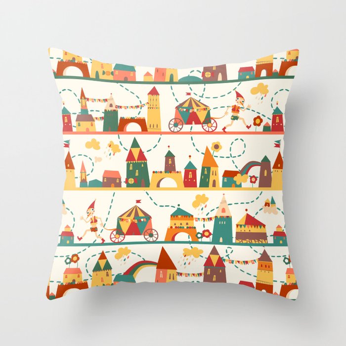 Pinocchio in the city Throw Pillow