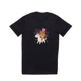 Beaver With Unicorn For Fourth Of July Fireworks T Shirt