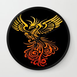 Rising From The Ashes Detailed Phoenix Flame Ombre Wall Clock