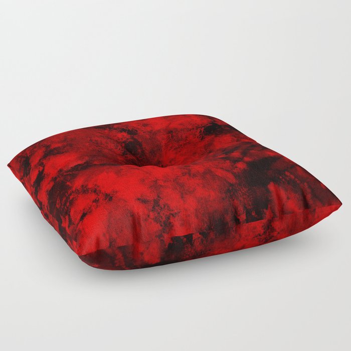 Black and Red Tie Dye Abstract Pattern Floor Pillow