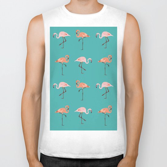 Flamingo Party Biker Tank