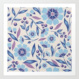 Violet and Blue Flowers Art Print