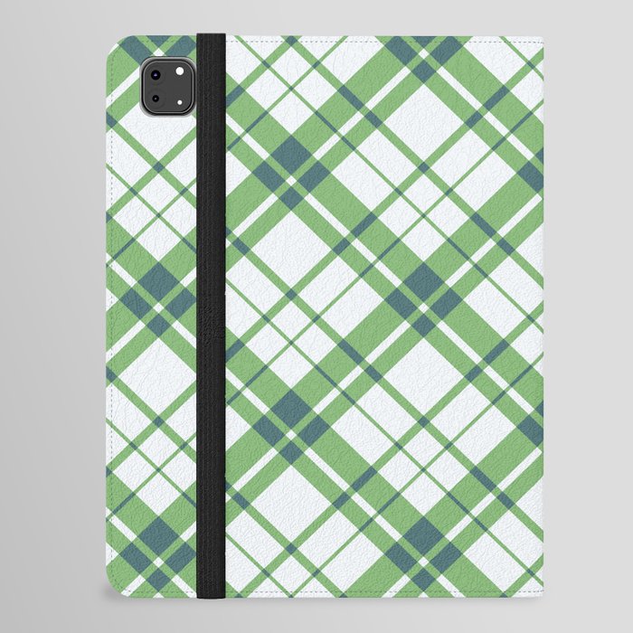 Green diagonal gingham checked iPad Folio Case