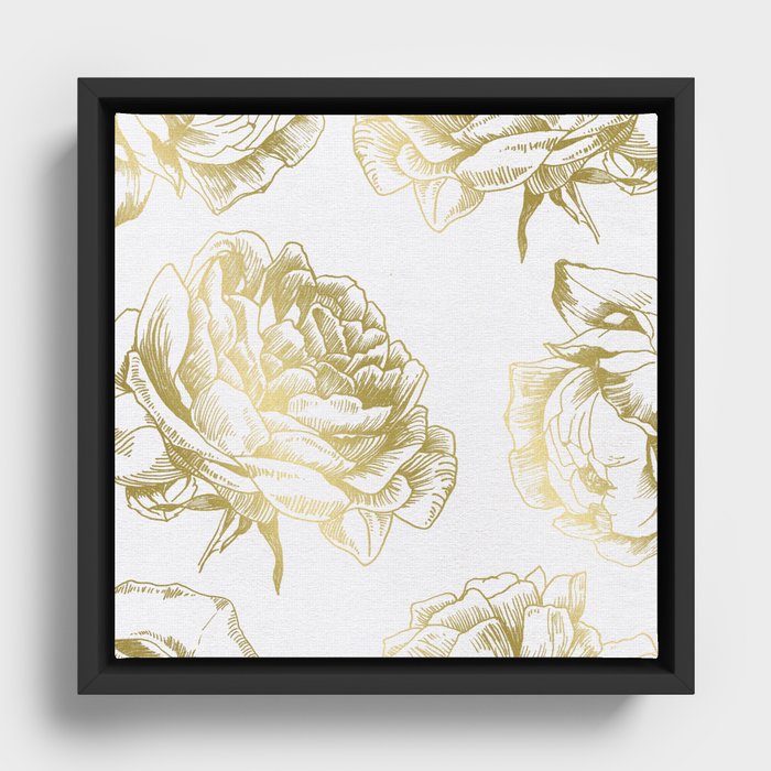 Gold Roses Framed Canvas