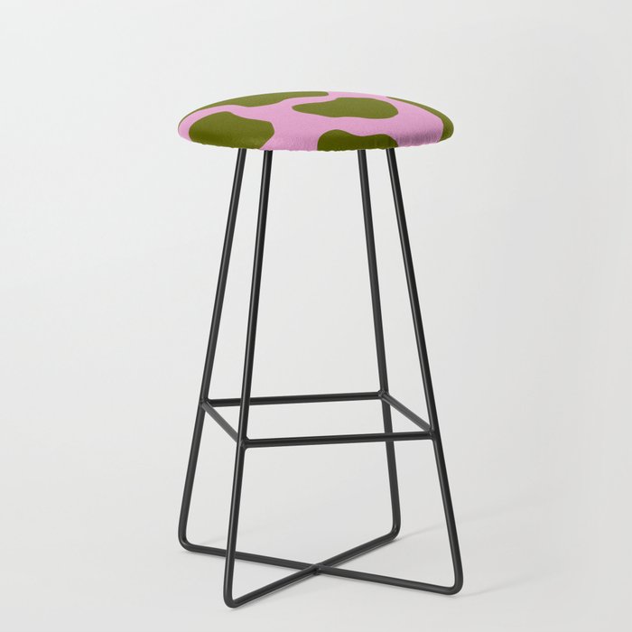 70s Cow Spots in Green on Pink Bar Stool
