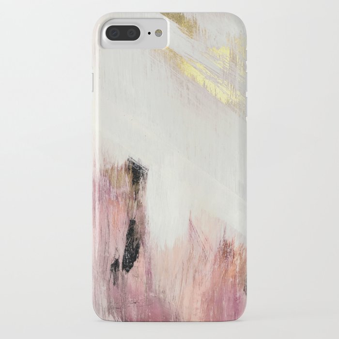 Sunrise [2]: a bright, colorful abstract piece in pink, gold, black,and white iPhone Case