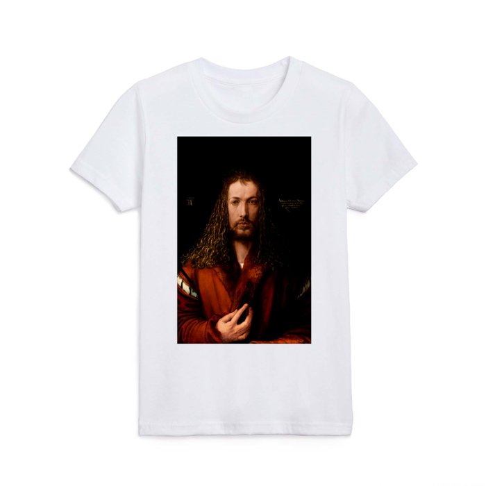 Albrecht Dürer (German, 1471-1528) - Self-Portrait at the Age of Twenty Eight - 1500 - Northern Renaissance - Oil on panel - Digitally Enhanced Version - Kids T Shirt