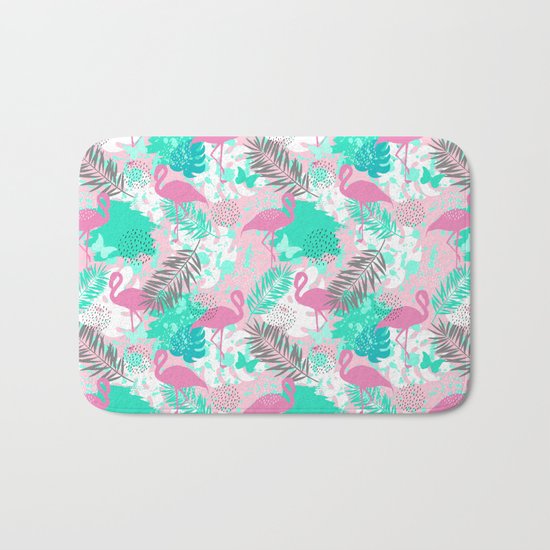 Flamingo. Abstract pattern Bath Mat
