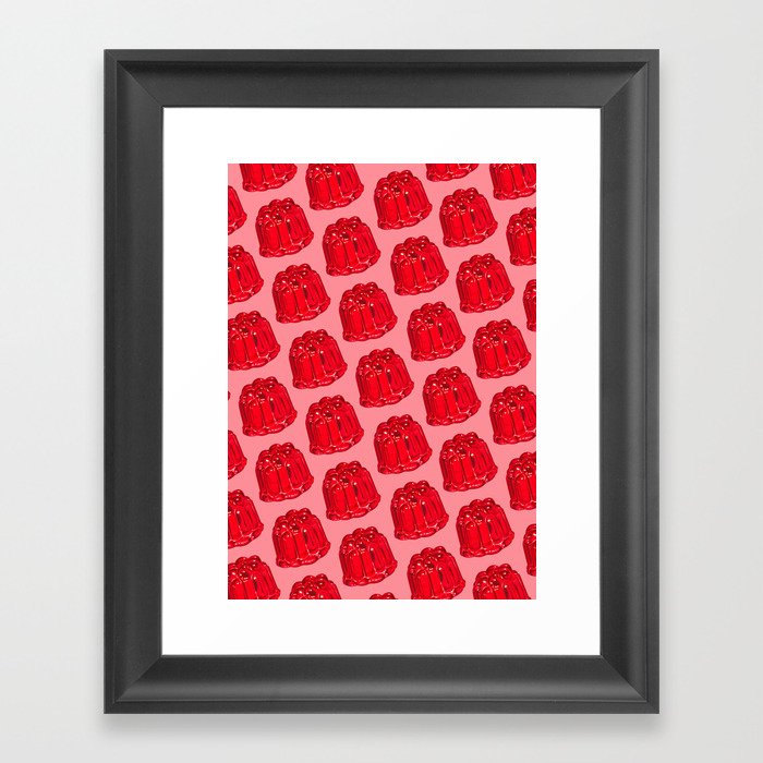 Red Jello Mold Pattern - Pink Framed Art Print