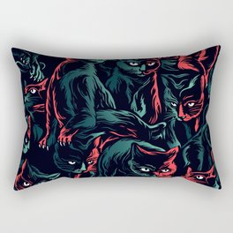 Abstract Black Cat Halloween Seamless Pattern Rectangular Pillow