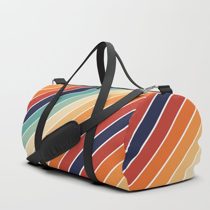 Retro rainbow palette stripes 70s on white 1 Duffle Bag