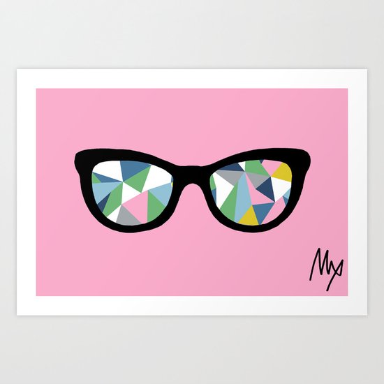Abstract Eyes on Pink Art Print