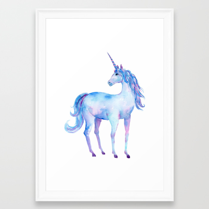 Watercolor Unicorn Framed Art Print By Irislynn Society6