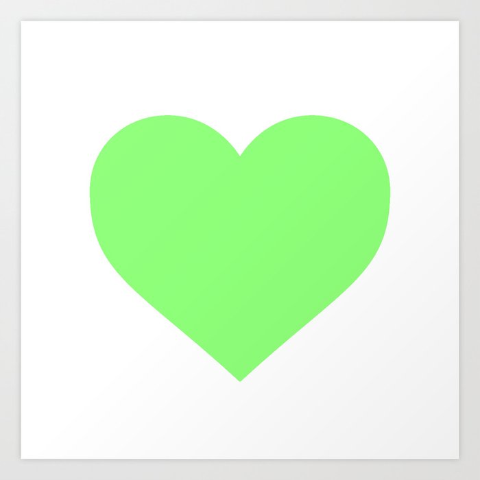 Heart (Light Green & White) Art Print