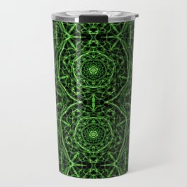 Liquid Light Series 18 ~ Green Abstract Fractal Pattern Travel Mug