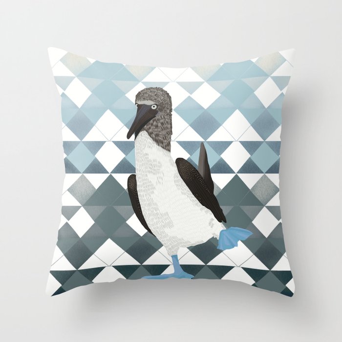 Blue-footed Booby Bird Throw Pillow
