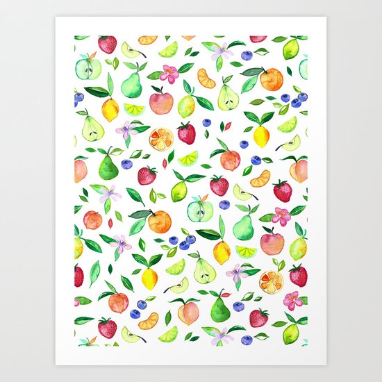 Fresh Fruit - a watercolor pattern Art Print