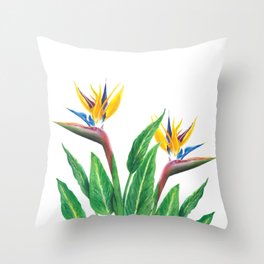 Birds of paradise flowers Throw Pillow | Floralpainting, Greenery, Plants, Garden, Birdsofparadise, Tropicalleaves, Tropicalflowers, Leaveart, Watercolor, Floral 