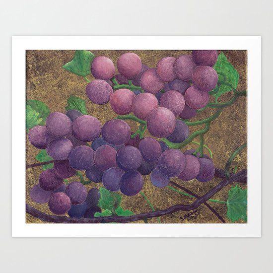 Rustic Grapes Art Print