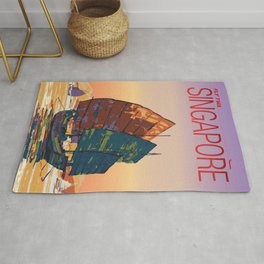 Vintage-Style Singapore Travel Poster Rug | Retro, Singapore, Junkboat, Travel, Graphicdesign, Abstract, Asia, Vintage 