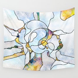 Rainbow Shards. Unity of Stained Glass series. Backdrop composed of pattern of color and texture fragments Wall Tapestry