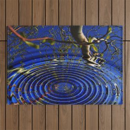 Ripples - Drops in the Water Reflecting Blue Sky with Magnolia color photograph / photography / photographs Outdoor Rug