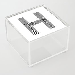 capital letter H in black and white, with lines creating volume effect Acrylic Box