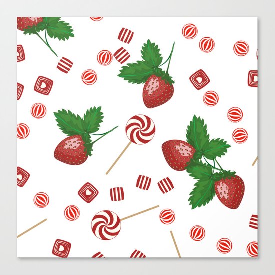 Candy lollipops Strawberry sweets Canvas Print