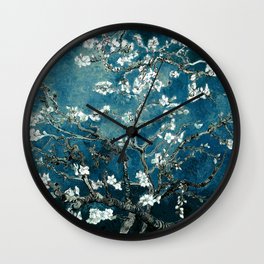 Van Gogh Almond Blossoms : Dark Teal Wall Clock