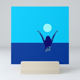 Blue sky and moon is calling me.. Mini Art Print