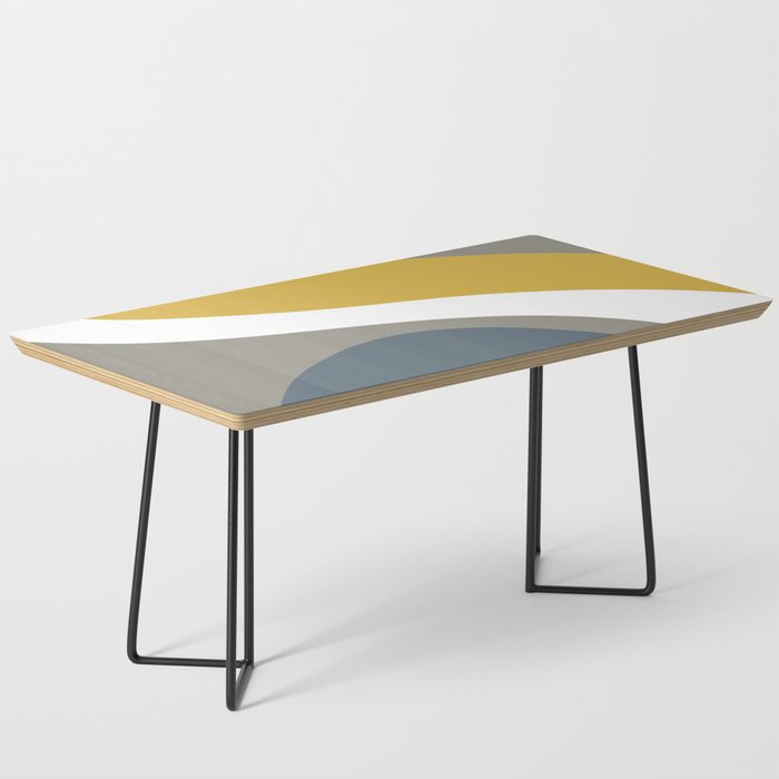 Retro Groovy Pattern Yellow, Grey and Navy Blue Coffee Table