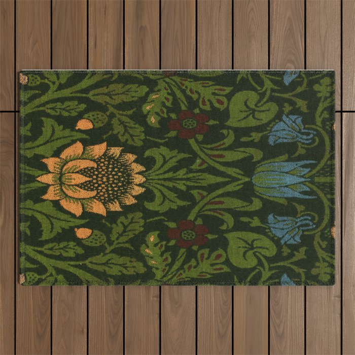 William Morris Arts and Crafts x Violet and Columbine Illustration Outdoor Rug