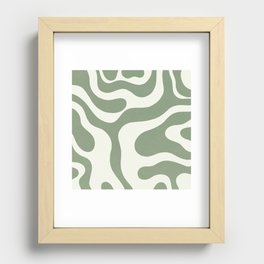 Earthy Abstract Wavy Sage Green Scandinavian Modern Pattern Recessed Framed Print