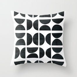Black and white Modern Scandinavian geometric wall art digital painting, home interior wall art print, home decor art print Throw Pillow