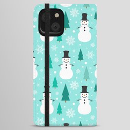 Christmas Pattern Drawing Snowman Tree iPhone Wallet Case