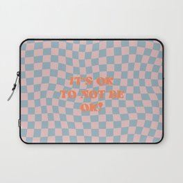 It's OK Quote on Retro Checkered Swirl Pattern Laptop Sleeve