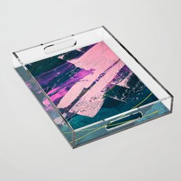Wonder. - A vibrant minimal abstract piece in jewel tones by Alyssa Hamilton Art Acrylic Tray