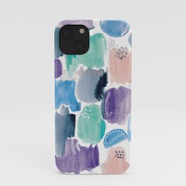 Marking making abstract pattern- blue purple peach and mint iPhone Case