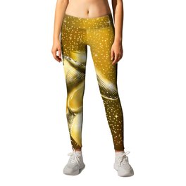 starry whale in golden space Leggings