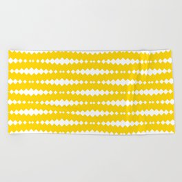 Yellow and White Geometric Horizontal Striped Pattern Beach Towel