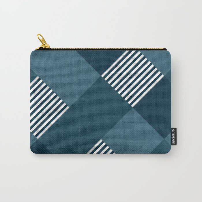 Diamond Plaid Stripes Harlequin Blue White Carry-All Pouch
