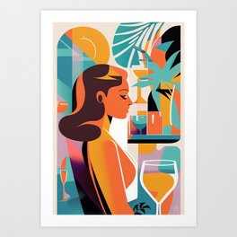 Woman and Cocktail Abstract Art #35 Art Print