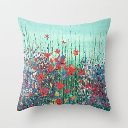 Blommor" Flowers in Bloom Original Print from Oil Painting/ Patented Design Throw Pillow