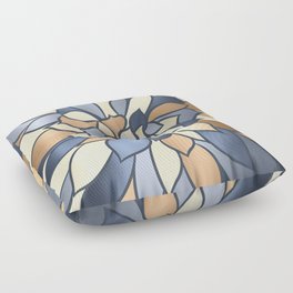Metallic Gold and Blue Floral Floor Pillow