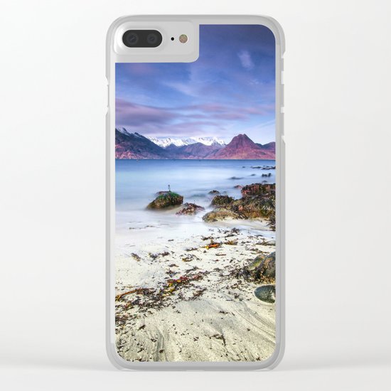 Beach Scene - Mountains, Water, Waves, Rocks - Isle of Skye, UK Clear iPhone Case