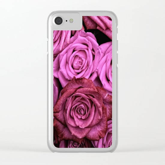 Pink Roses Clear iPhone Case