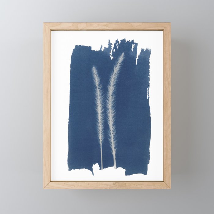 Jackie Partridge Art - Wheat- Cyanotype Framed Mini Art Print